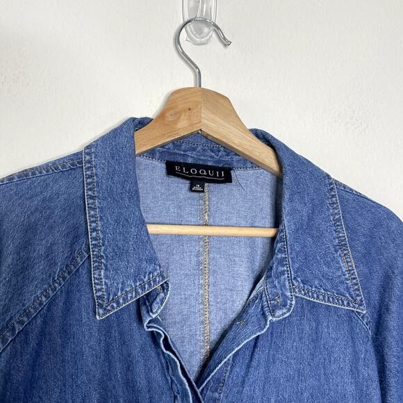 ELOQUII Denim Dress Women's Midi Plus Size 18 Belted - Picture 6 of 10